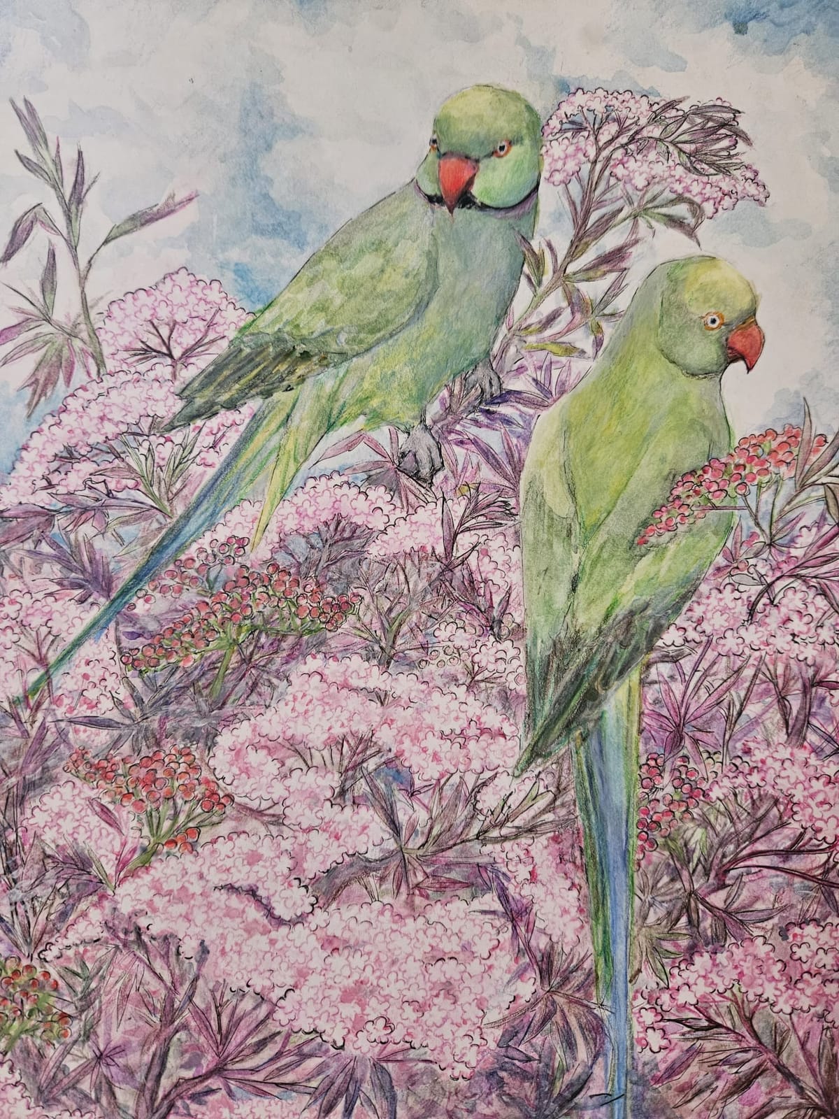 Lime Lovers (2024) Watercolour and Acrylic paints