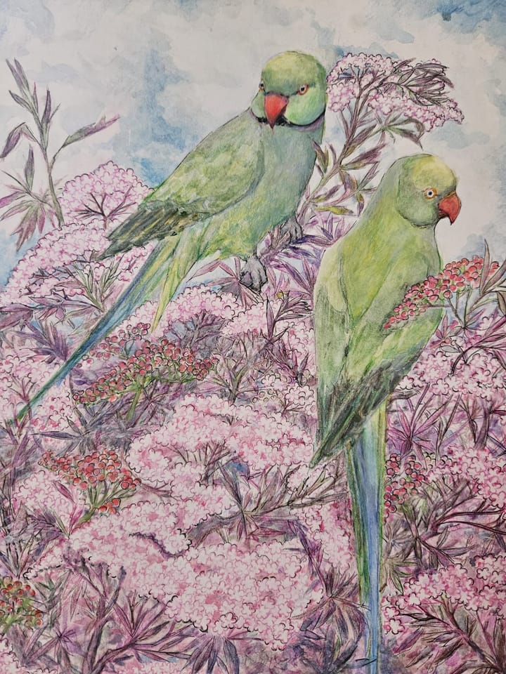 Lime Lovers (2024) Watercolour and Acrylic paints